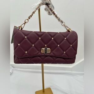 Badgley Mischka Plum Quilted Crossbody Bag